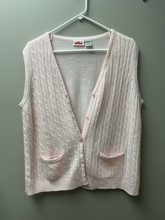 Alia Sweaters - Alia Women’s Pink Knit Button Up Sweater Vest